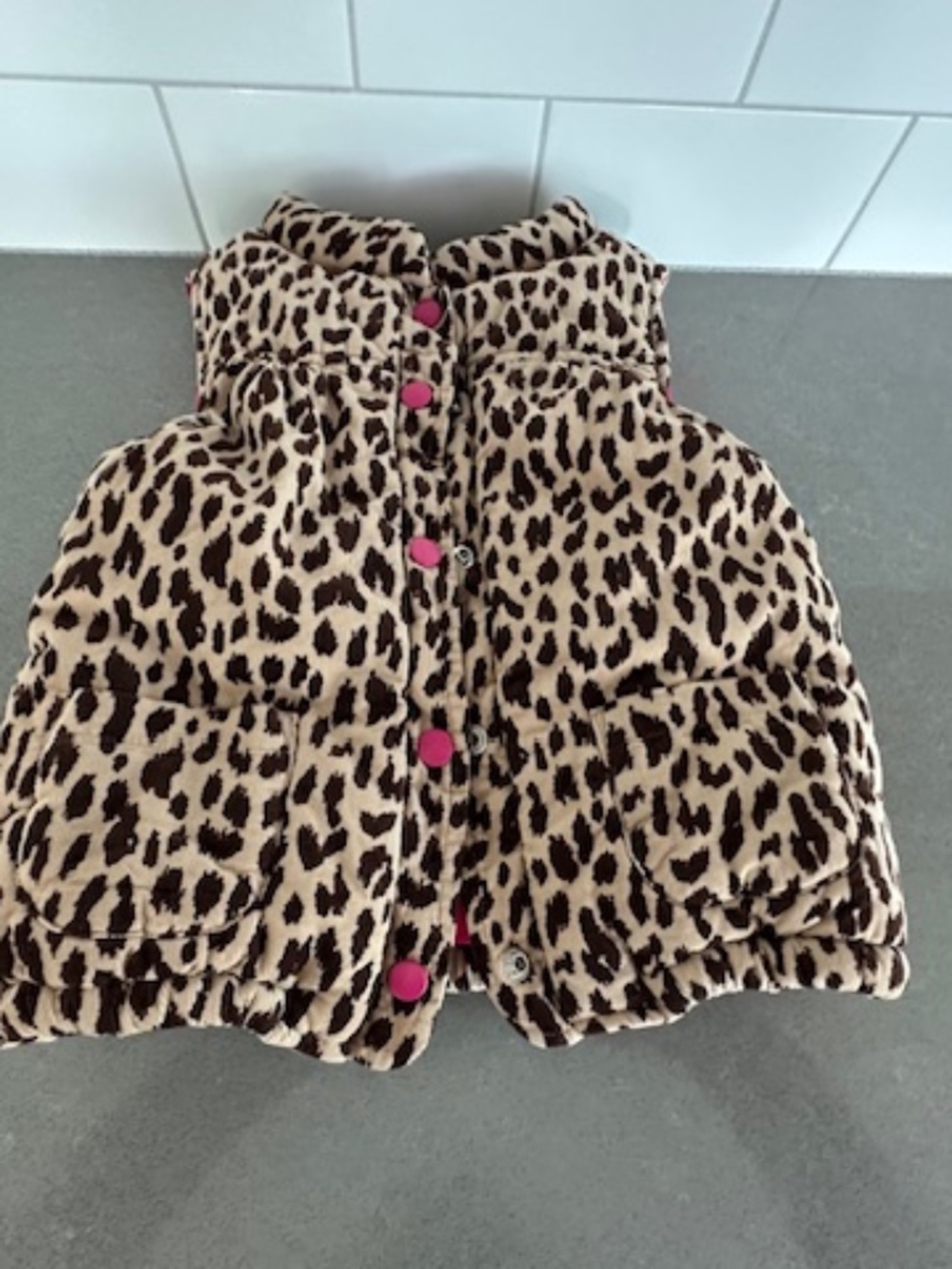 Carter's Girl Size 5 Corduroy (Fleece Lined) Puffer Faux Animal Print Vest